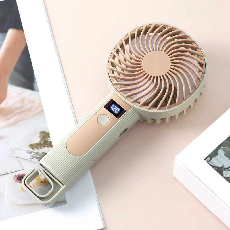 Handheld Digital Display Small Fan USB Charging Vertical and Horizontal Dual-Use Portable Electric Fan 120 Speed Levels Ultra-Long Battery Life