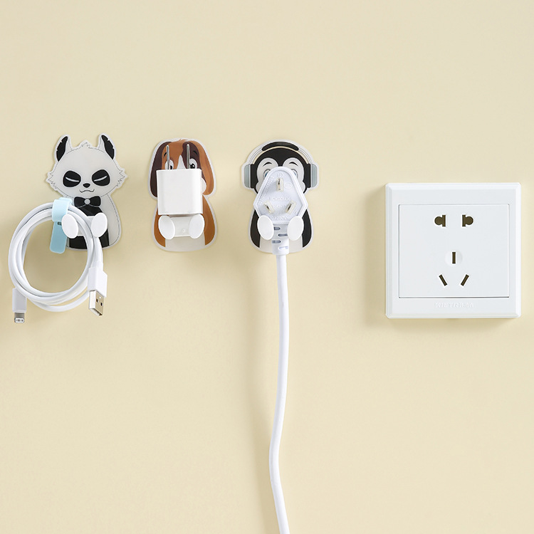 Power plug hook no-drill, wire hanger, kitchen and bathroom wall-mounted cable organizer, seamless adhesive fixing rack