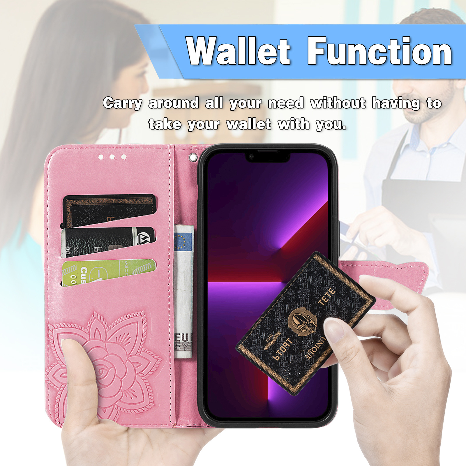 For Apple 18Pro phone leather case flip iPhone17 phone case embossed XR leather protective case