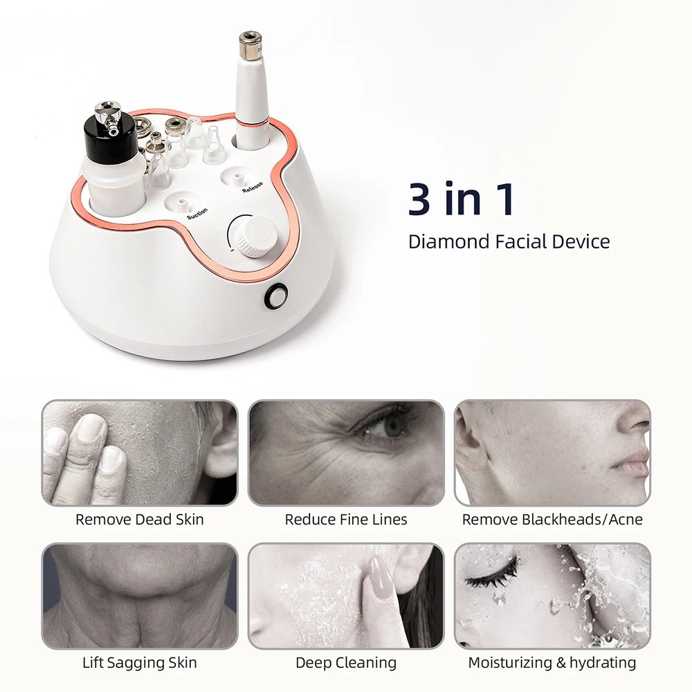 Exclusive Three-in-One Diamond Microdermabrasion Device Dead Skin Removal Microdermabrasion Machine New Strong Suction Firming Beauty Device