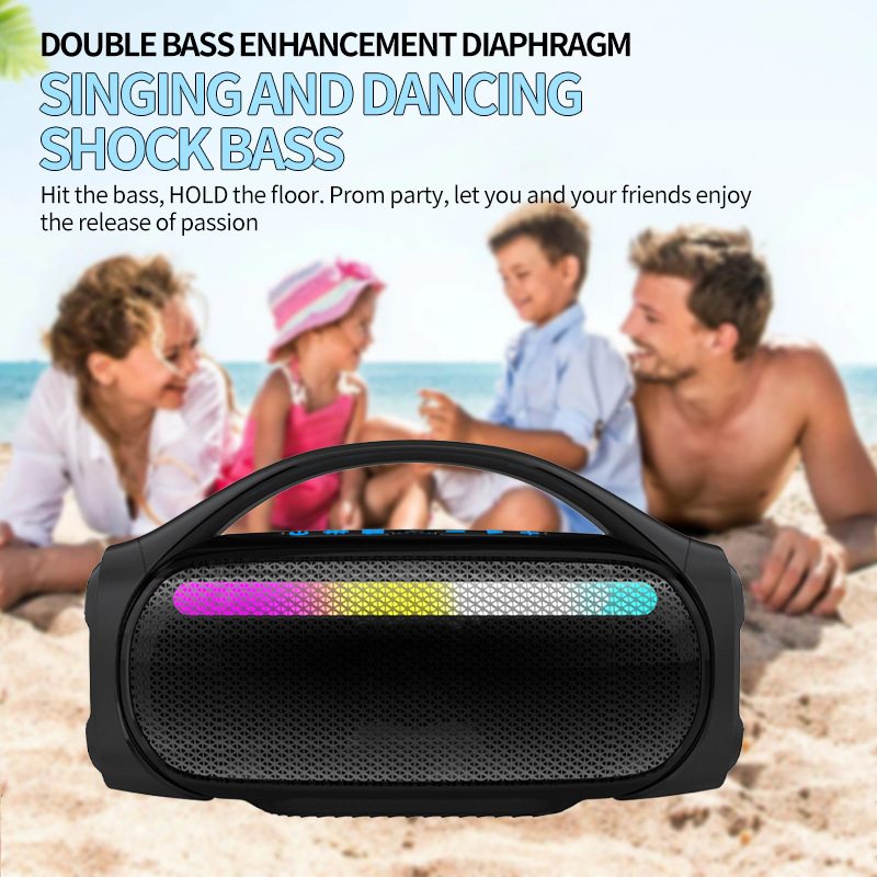 New 60W High-Power Outdoor Bluetooth Speaker with RGB Rhythm Lighting and Ultra-Powerful Subwoofer—Outdoor Wireless Speaker