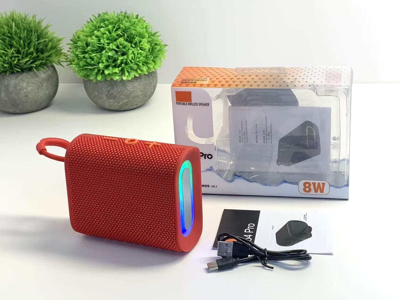 GO4PRO Bluetooth Speaker with Ambient Light Outdoor Loud Volume Home Desktop High Quality Bass Mini Speaker