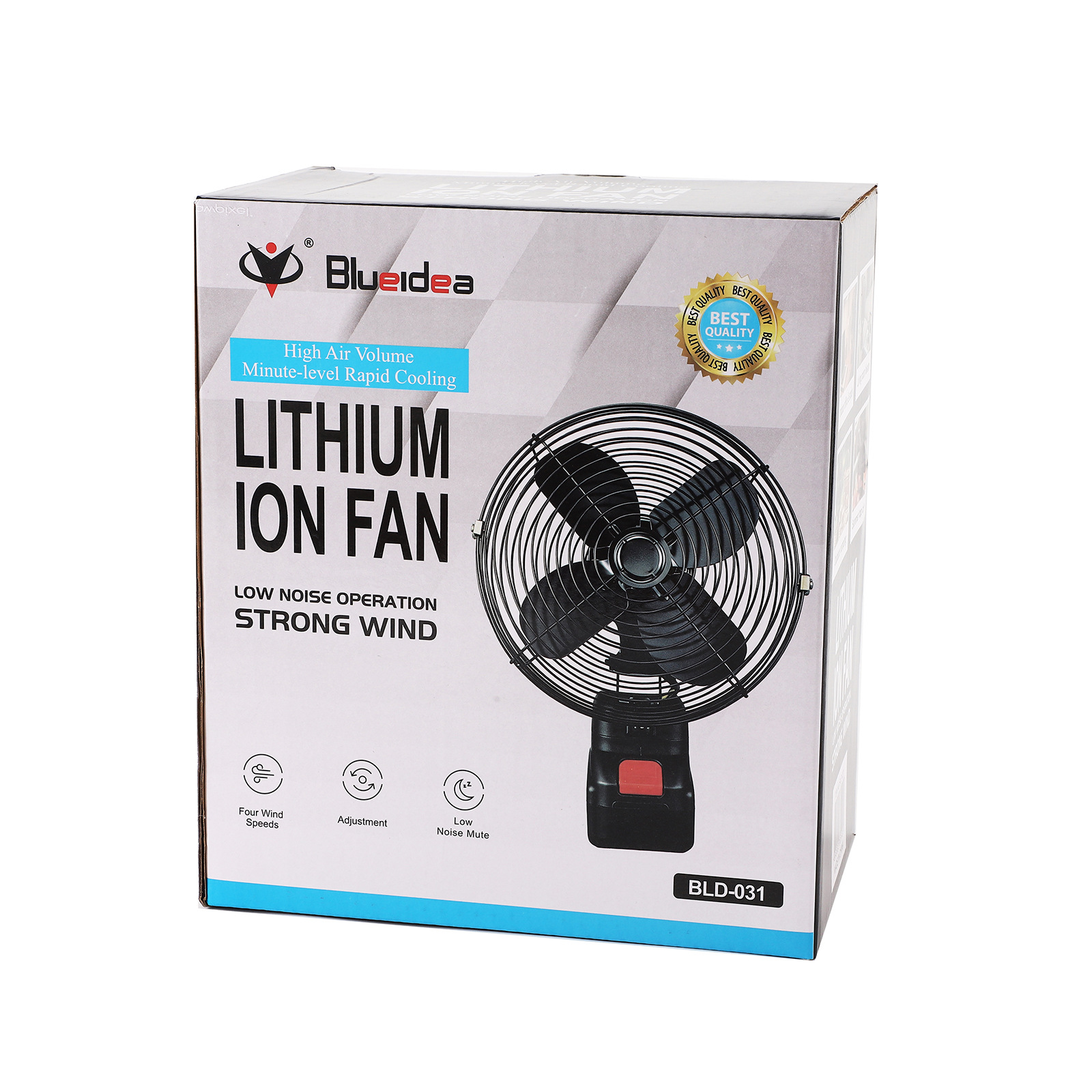 BLD-031 Electric Fan Lithium Battery Rechargeable Clamp Small Fan Strong Wind Mesh Cover Industrial Fan