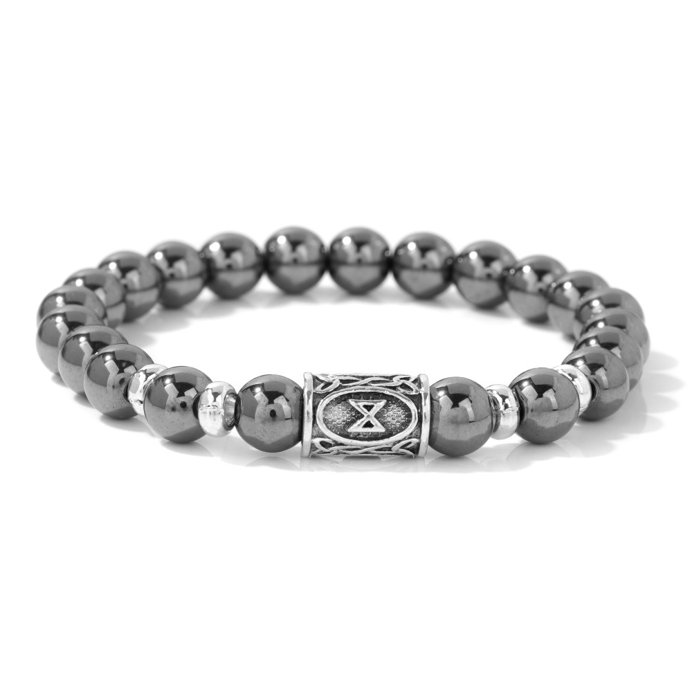 New rune symbol Norway bracelet 8mm stone beads red agate elastic rope bracelet