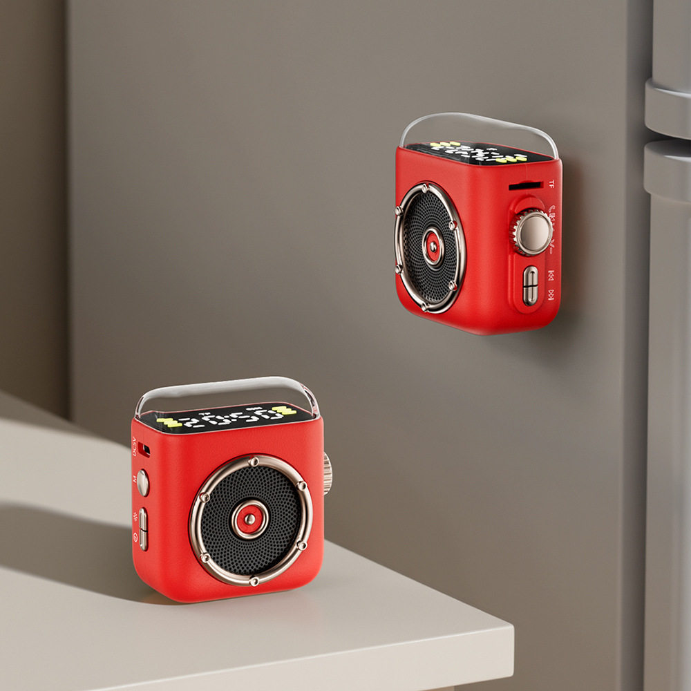 P6 Magnetic Bluetooth Speaker Wireless Outdoor Card Insert Subwoofer Small Audio Back Clip Night Light Clock