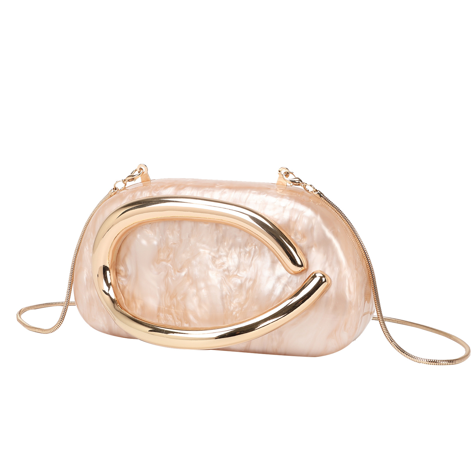 2025 New Round Box Clutch Evening Bag Mini Small Bag Hardware Metal Handle Chain Crossbody Shoulder Bag