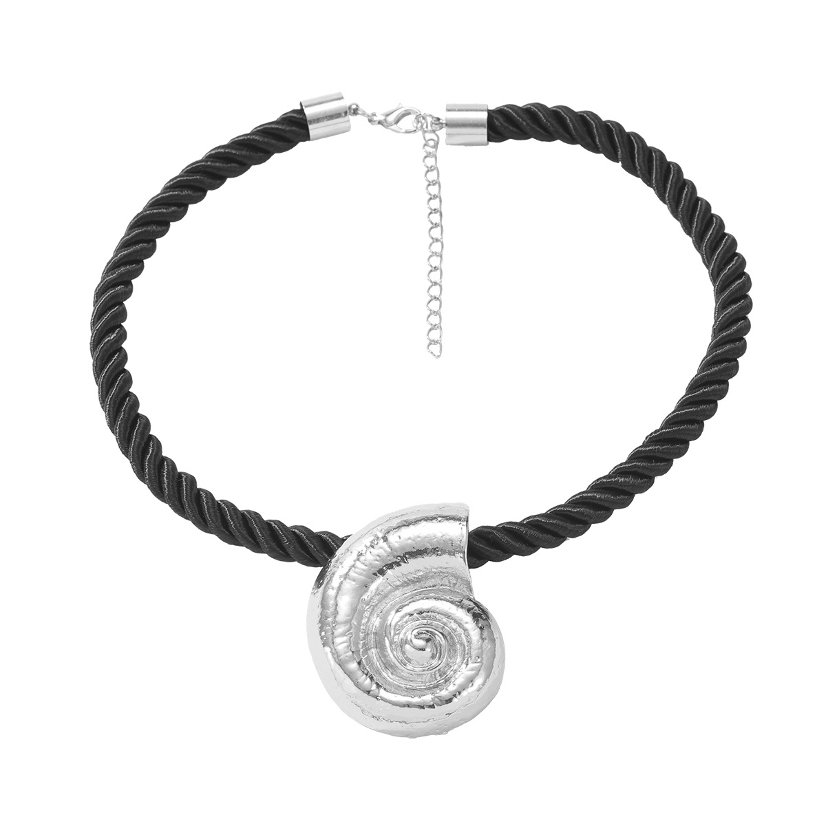 New beach vacation style conch necklace black cord pendant women exaggerated alloy pendant necklace