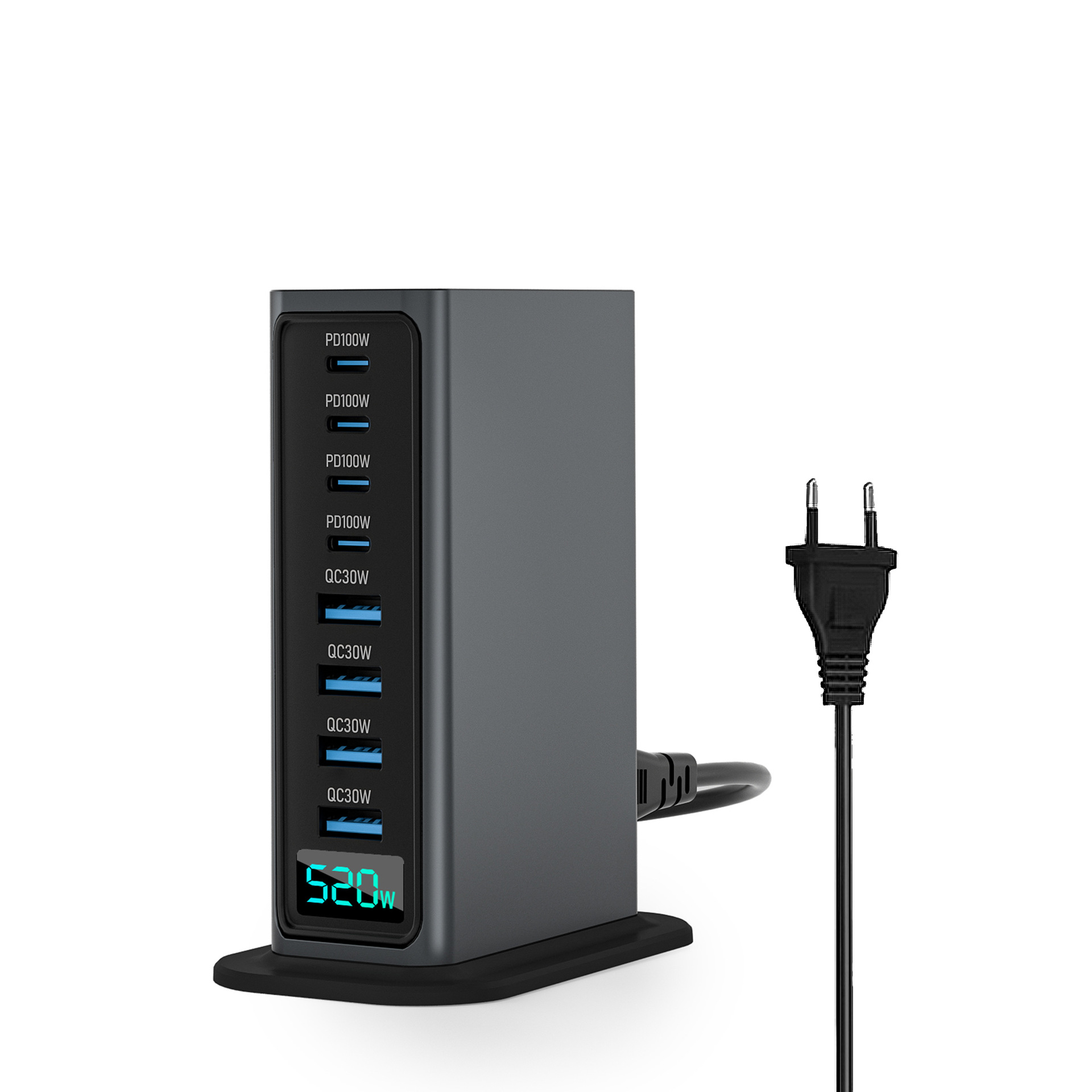 520W Screen Display GaN Multi-port Charging Station Huawei Laptop Tablet Fast Charging Charger Multi-Device High Power