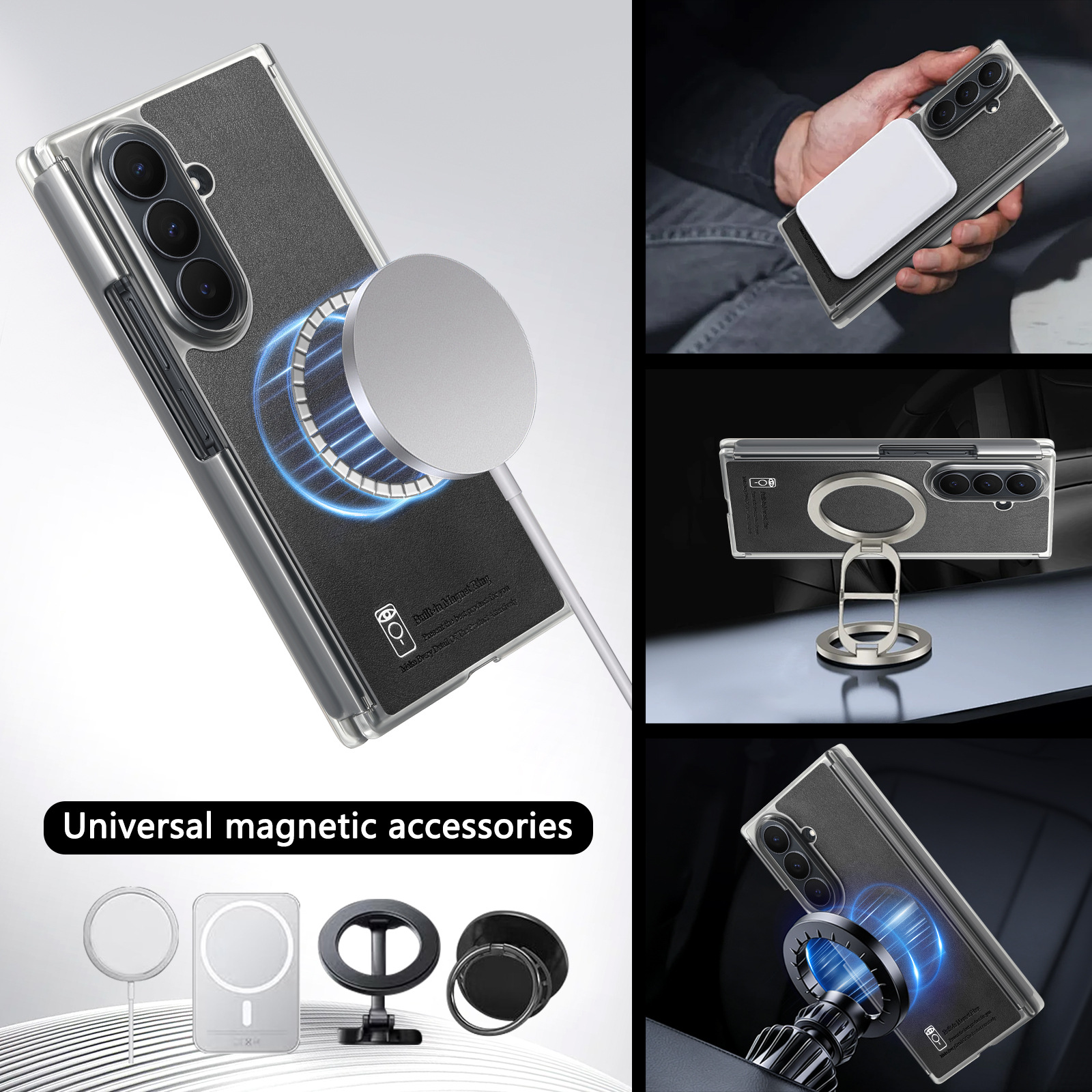 For Samsung Galaxy Z TriFold three-fold magnetic axis dual hinge ZFold8 leather protective case