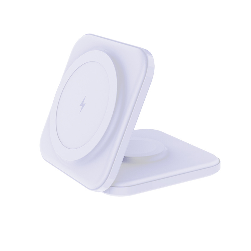 Mini Foldable 2-in-1 Magnetic Wireless Charger Stand Suitable for Apple Phone Watch Earphone iPhone