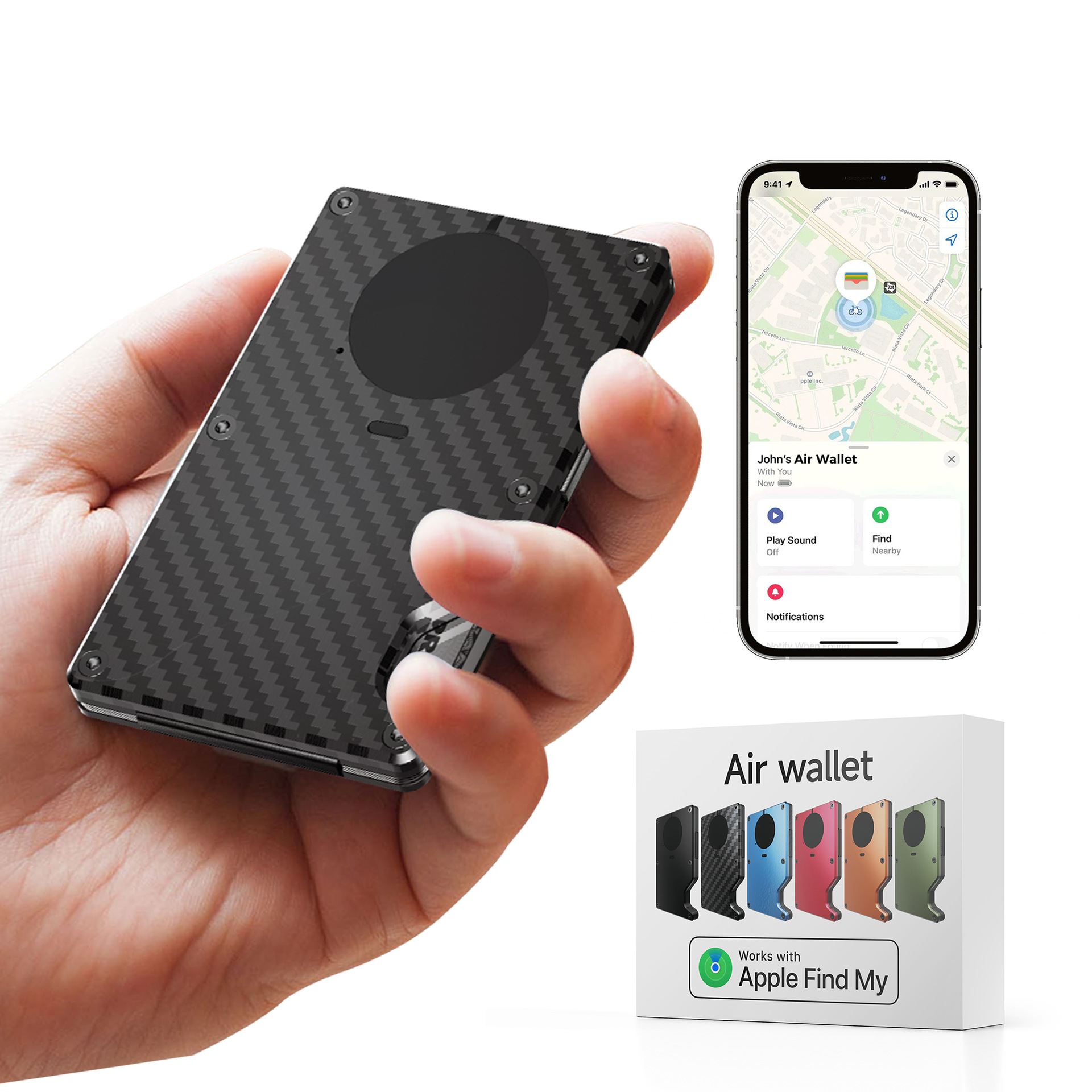 New built-in tracker wallet Apple Find My Air tag chip RFID anti-theft