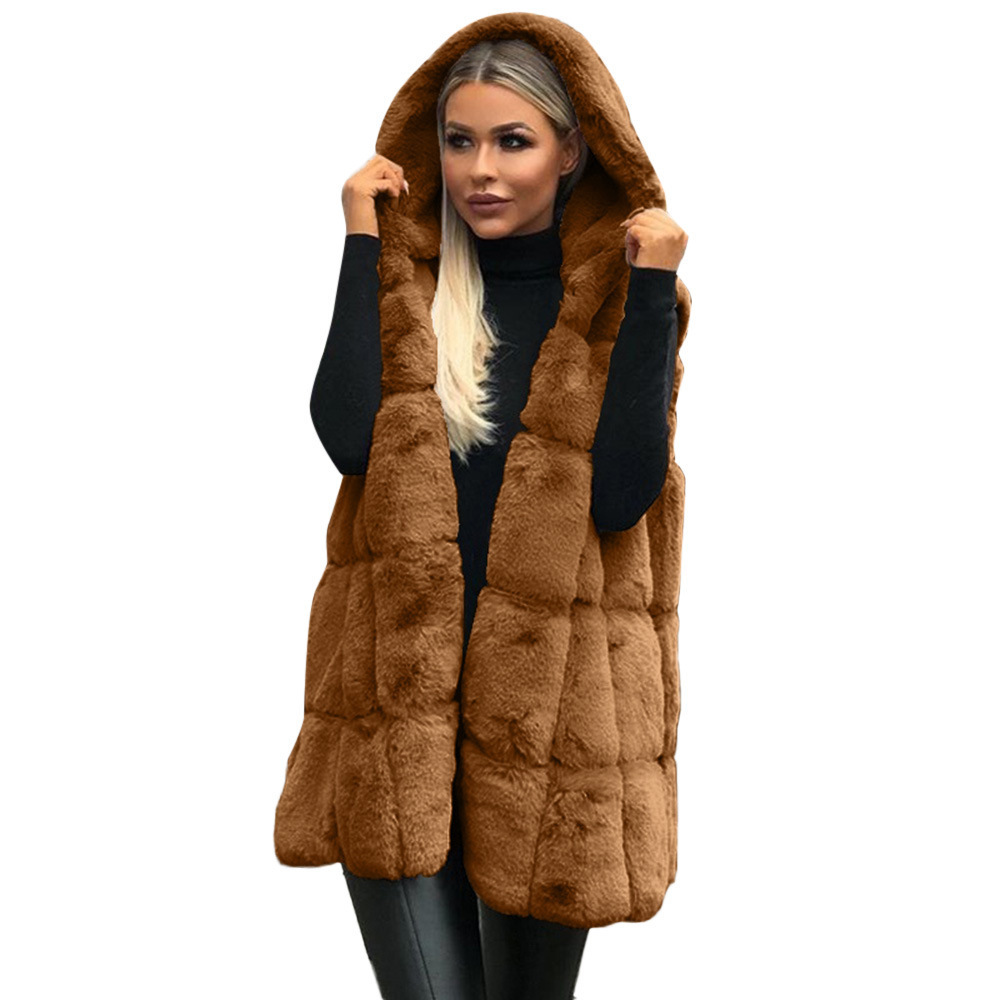 Faux fur hooded vest hot autumn/winter new hooded faux fur vest women's imitation Haining fur