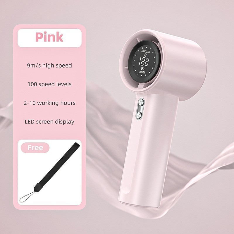 S001 Handheld Small Fan USB Charging 100 Gear Digital Display Mini High Speed Handheld Turbo Violent Fan