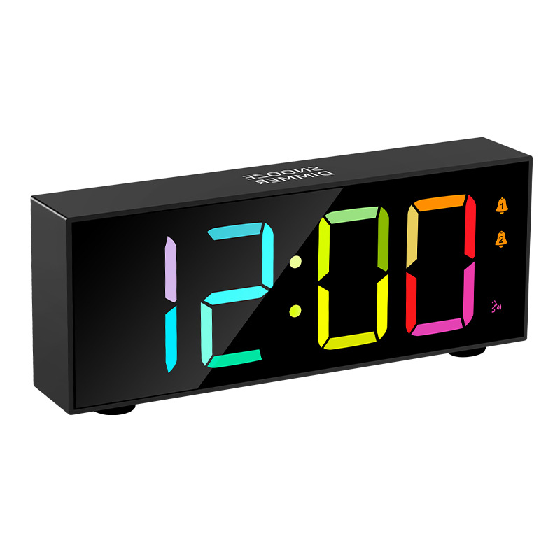 New LED clock simple large screen color alarm clock temperature display bedside clock