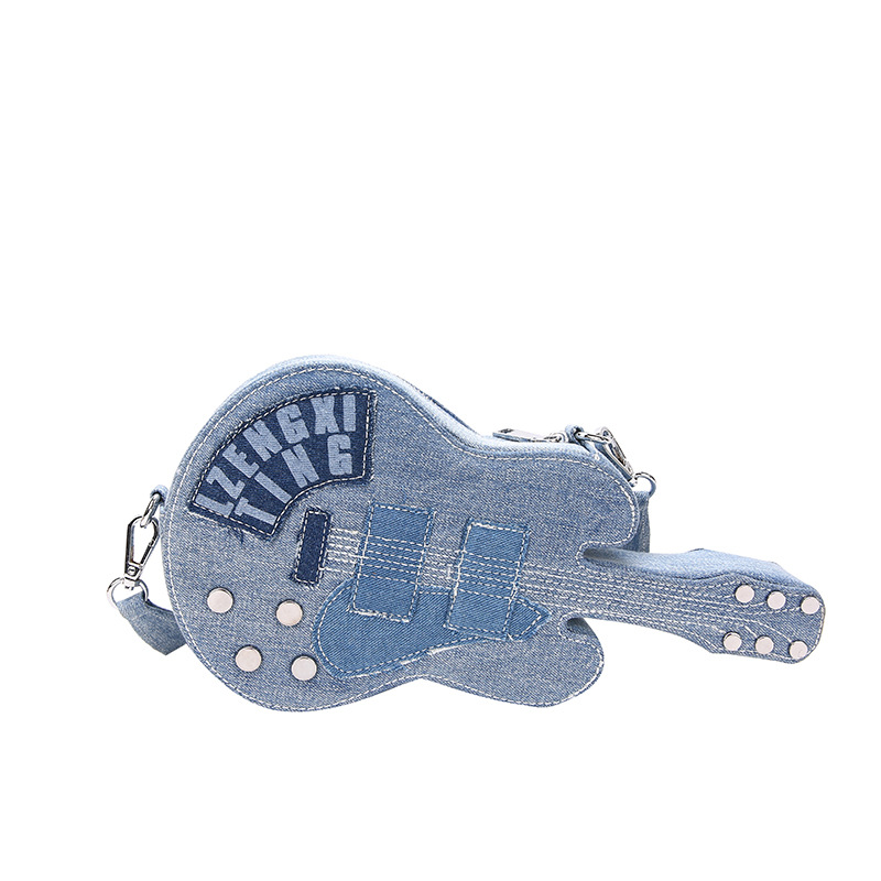 New Women's Bag Denim Shoulder Crossbody Bag Guitar Bag