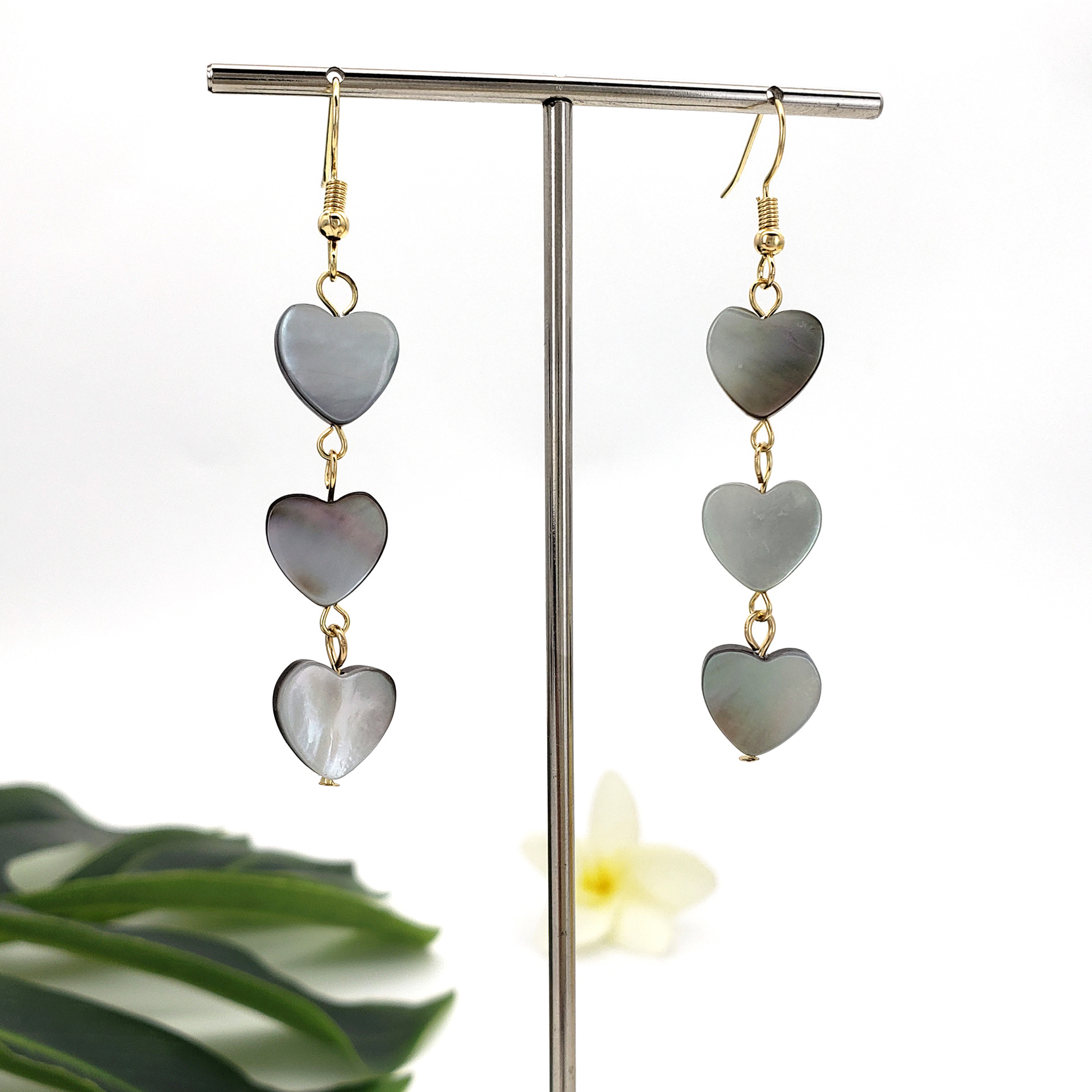 Niche Earrings Natural Black Shell Geometric Tassel Drop Earrings Long Earrings for Women