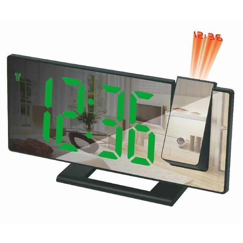 New Mirror Projection Alarm Clock Large Screen Display Silent Snooze Electronic Clock Multifunctional Smart Digital Glow Desk Clock