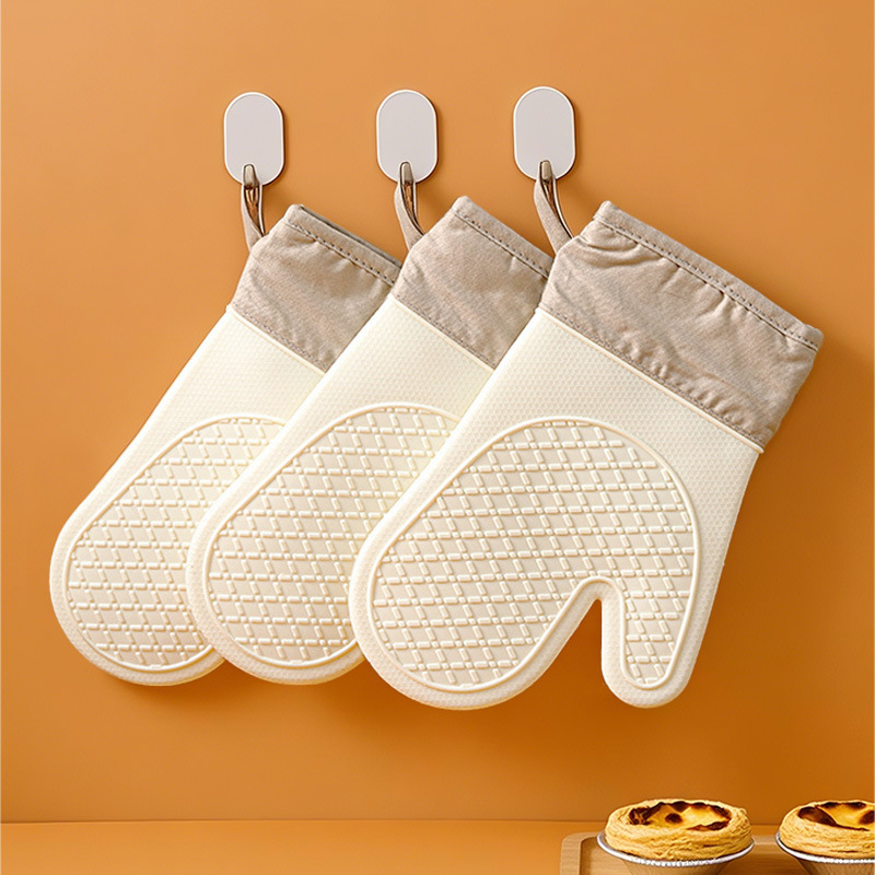 Heat-resistant gloves, thickened silicone, high temperature resistant, anti-slip, anti-heat, oven microwave kitchen baking tools
