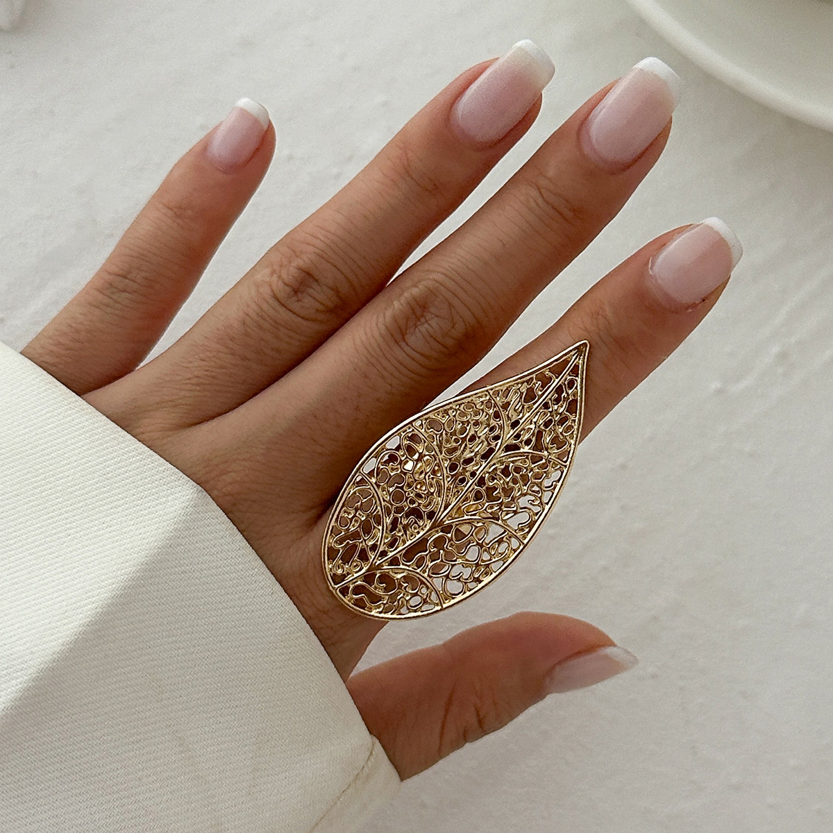 Jewelry irregular hollow wrapped jewelry faux pearl ring niche alloy open