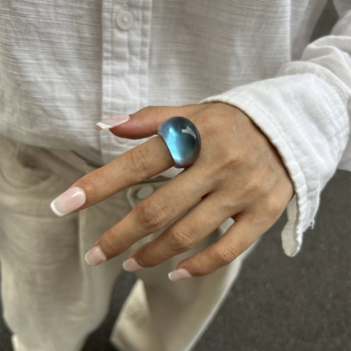 Exaggerated candy color acrylic plain circle ring exaggerated geometric ring hand ornament for women