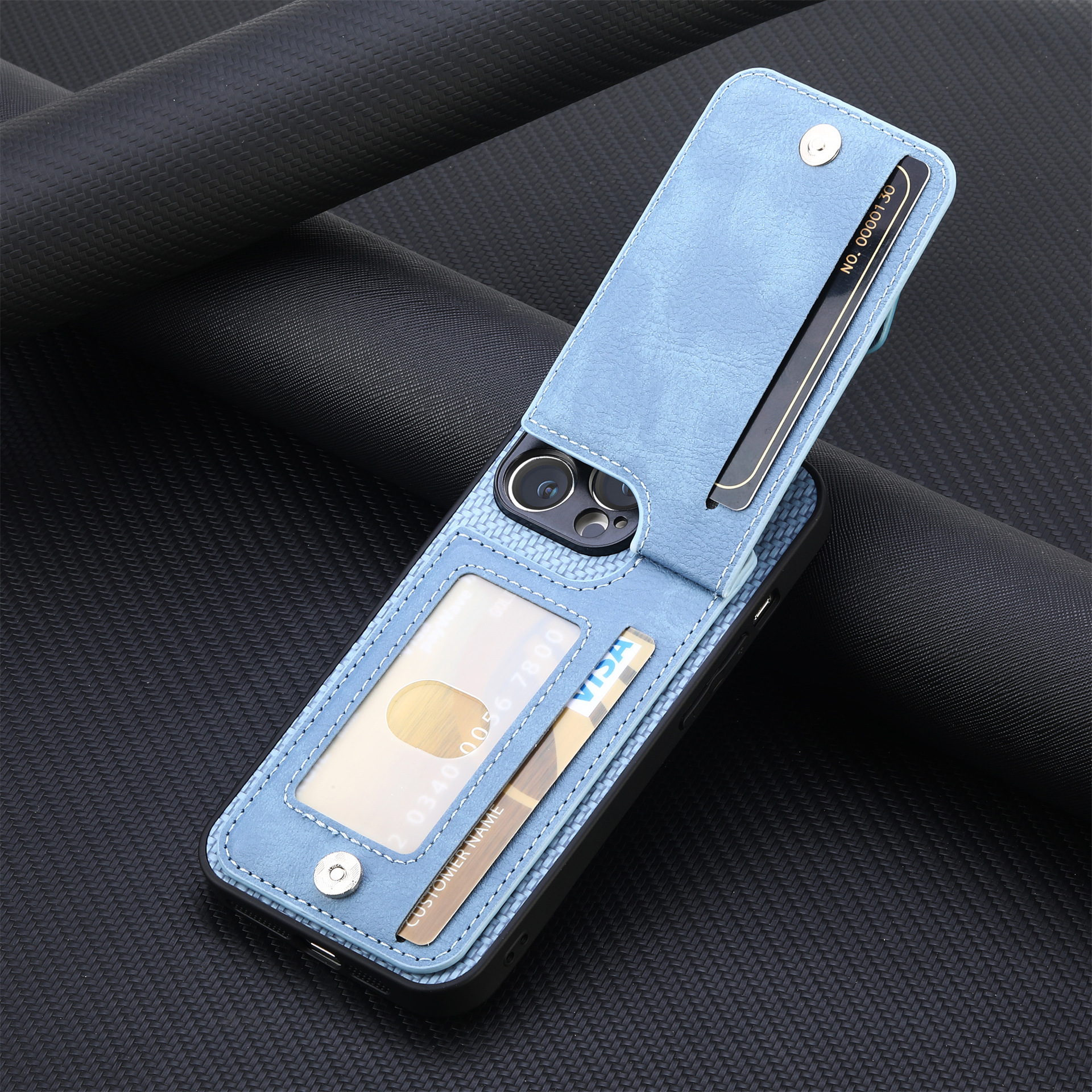 For iphone18 up-down opening card holder phone case wallet style stand zipper bag card slot Apple protective case