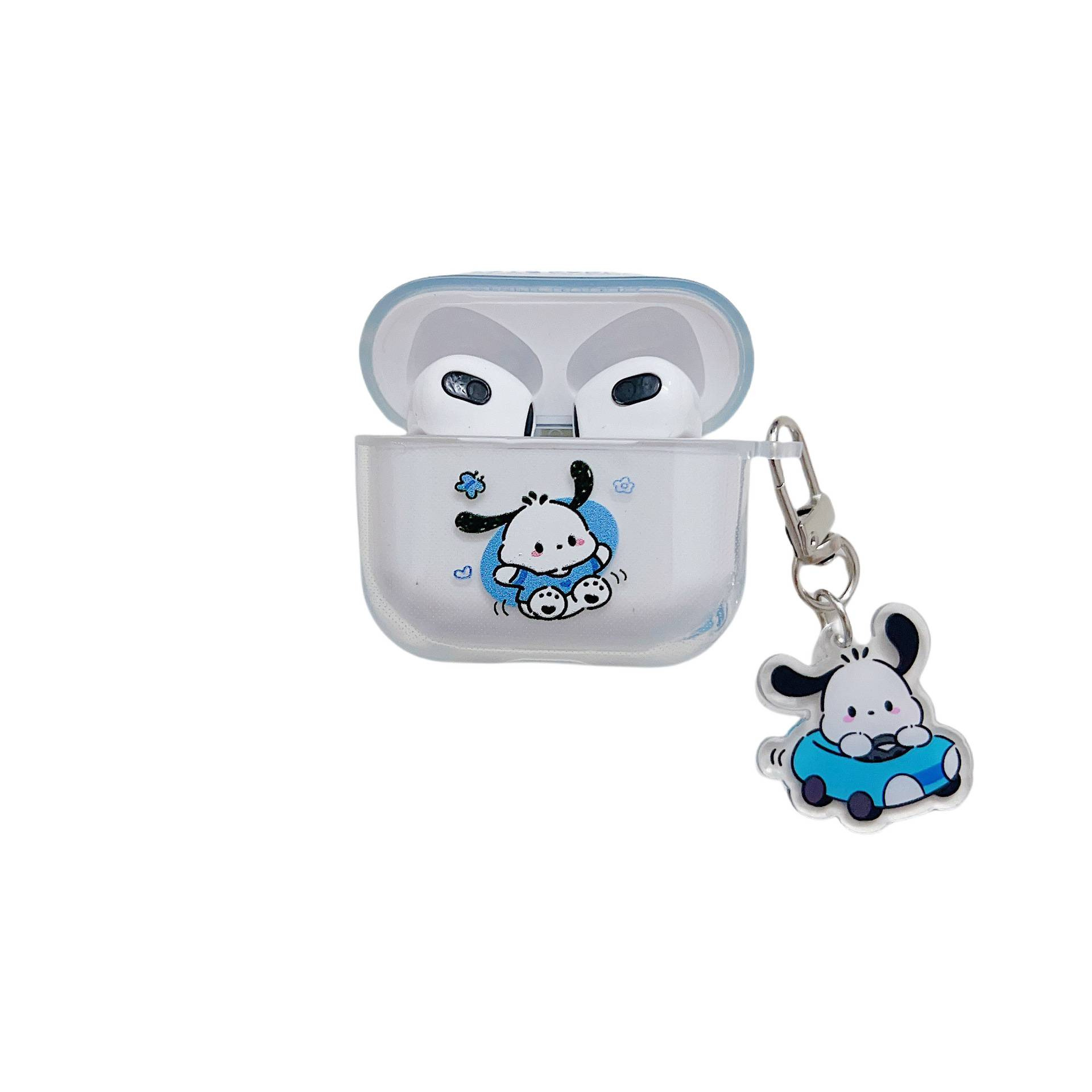 Wireless Bluetooth earphone case for AirPods 1/2 generation, transparent soft TPU anti-drop case for Apple Pro 3, cartoon dog