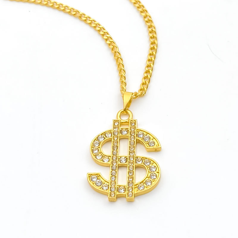 Hip-hop dollar full diamond pendant ring necklace pendant accessories