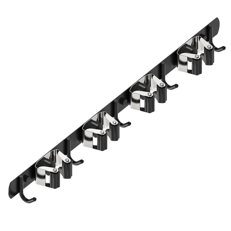 mop wall clip no-drill hanging rod broom fixing rack balcony bathroom storage rack towel hook clothes hook hygiene
