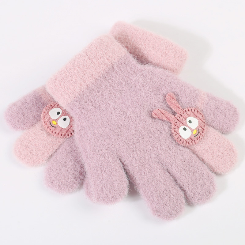 2021 New Children's Gloves Women Cute Cartoon Little Rabbit Autumn Winter Warm Cold-Proof Unisex Baby Knitted Gloves