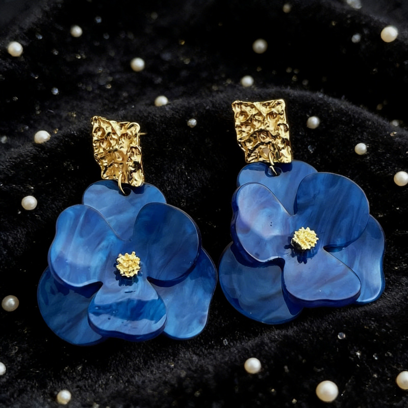 Simple Design Acetate Acrylic Flower Earrings Super Ethereal Exaggerated Petal Ear Studs