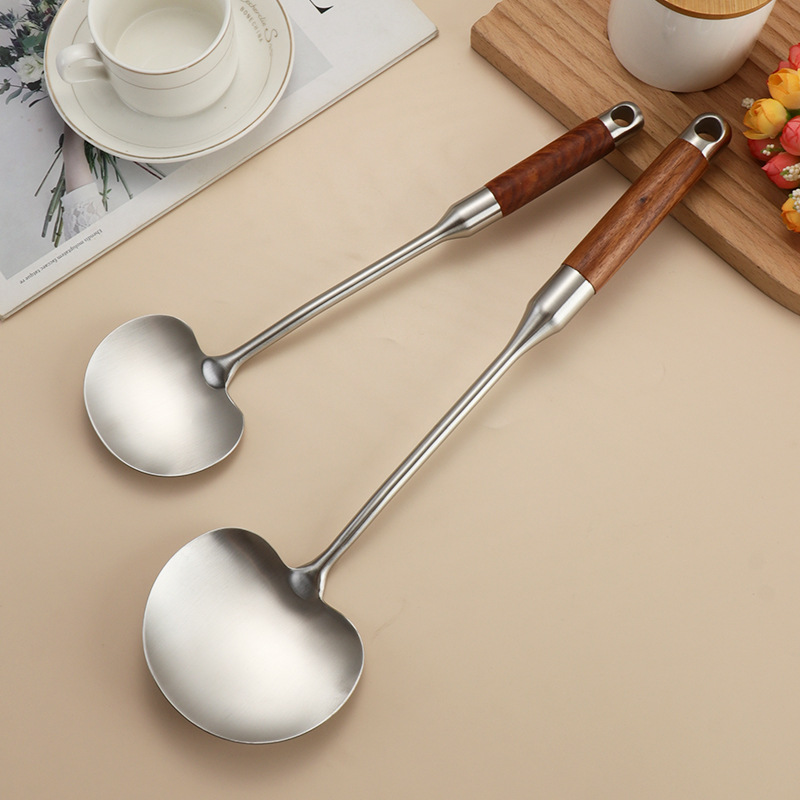 Stainless Steel Spatula Home Kitchen Mushroom Spatula Frying Pan Spatula Long Handle Anti-Scald High Temperature Resistant Cooking Spoon Kitchen Utensils