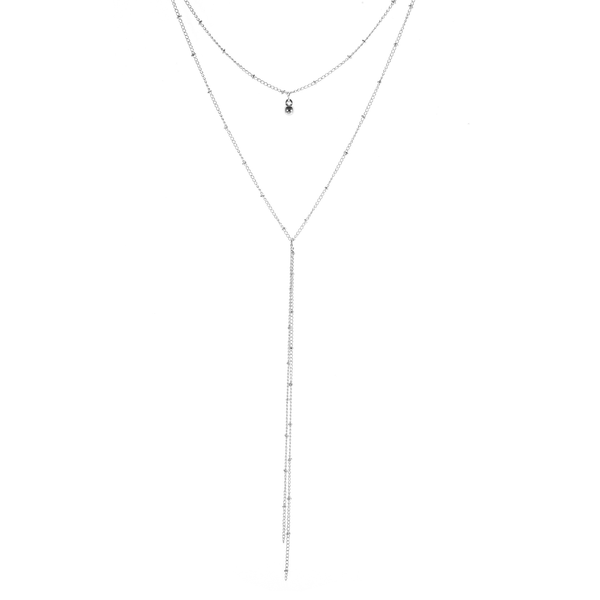 Simple Geometric Tassel Bead Collar Multi-Layer Long Necklace