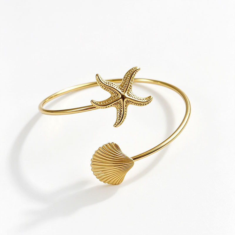 Ocean series metal open arm ring accessory niche starfish shell female bracelet