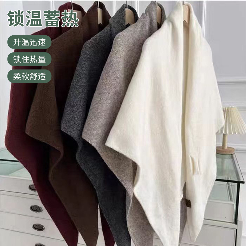 Outing wool triangle scarf women autumn and winter neck protection warm scarf solid color large shawl air-conditioned room outer wear