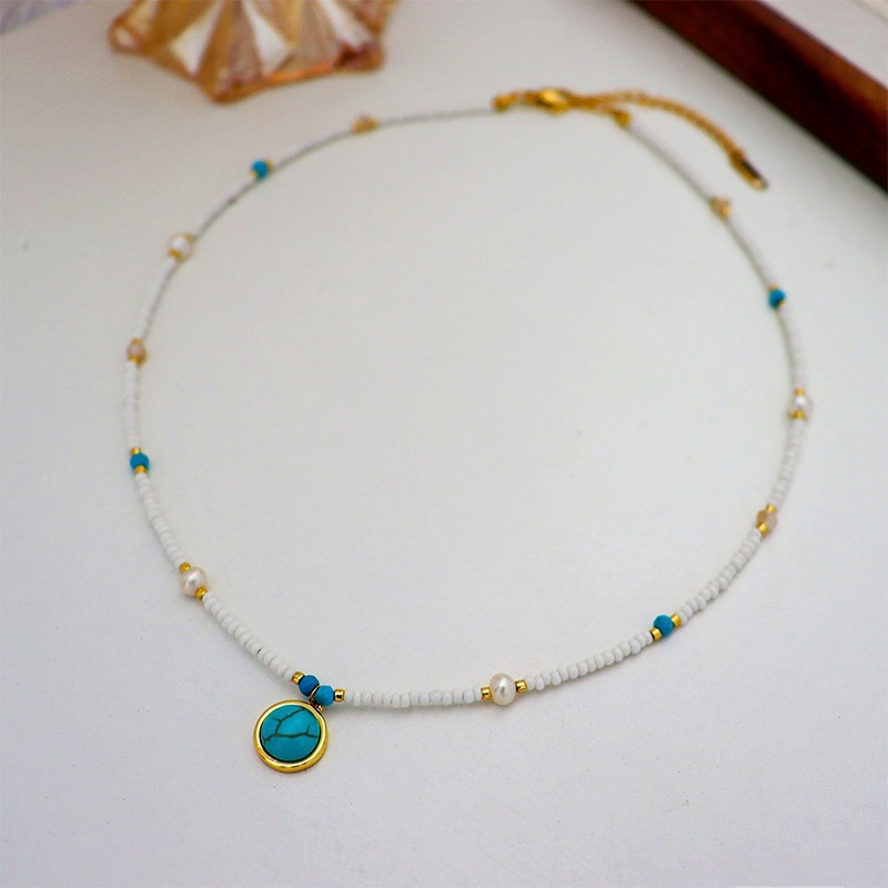 Turquoise baroque freshwater pearl bracelet 2025 new niche layered women's hand jewelry