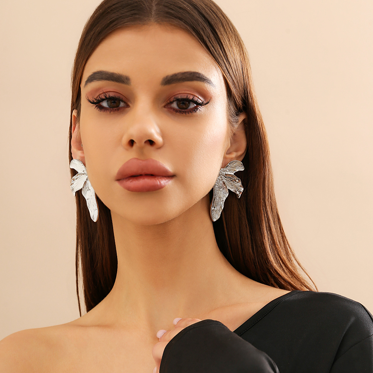 Leaf earrings for women metal flower earrings