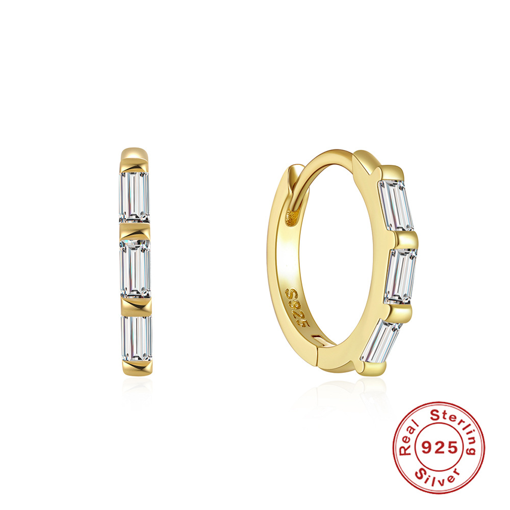 S925 sterling silver curved wave two-tone diamond-set ear cuff earring INS style