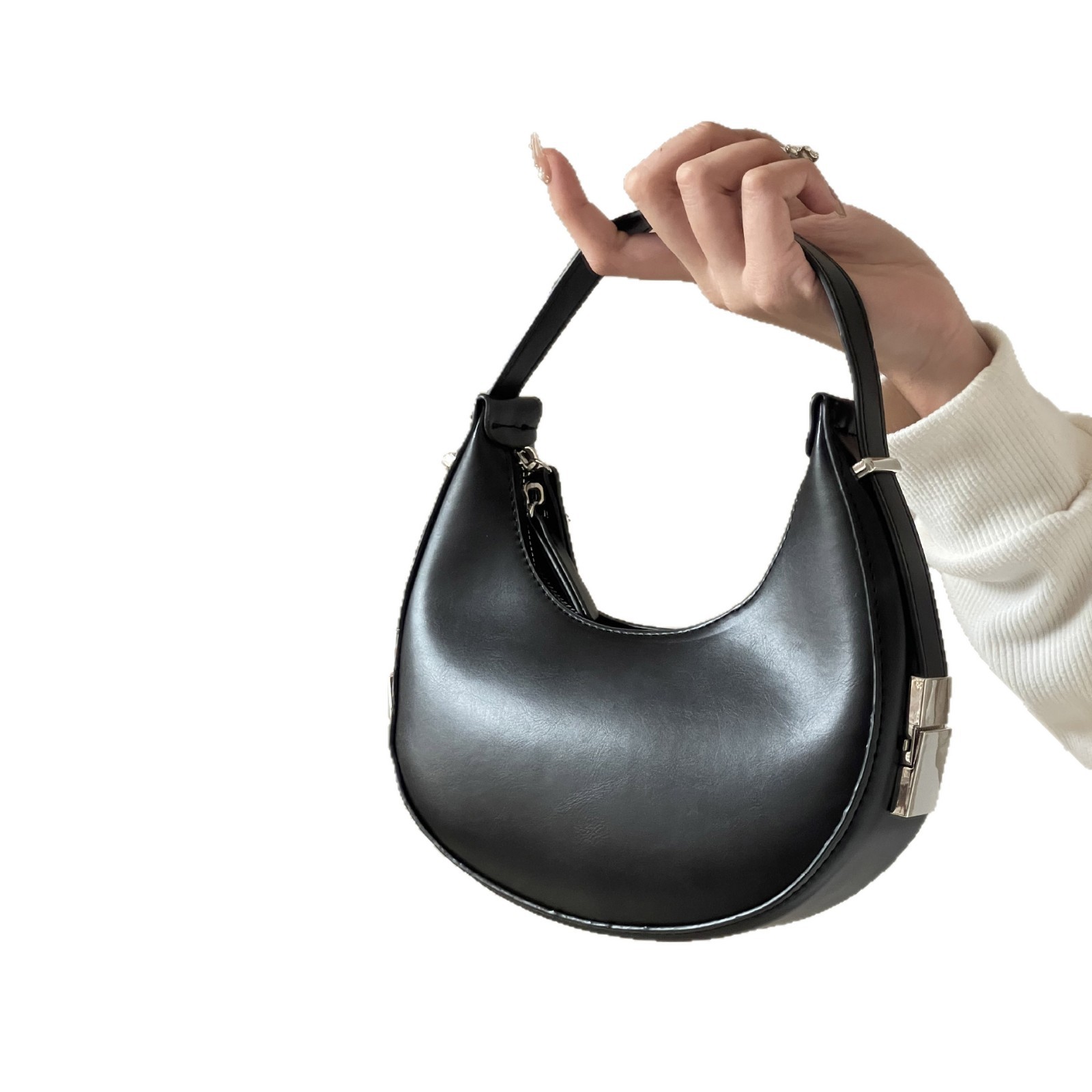Bags Underarm Bag Women Single Shoulder Handheld Bag Lock Crescent Bag Shiling Luggage Crossbody Casual Zipper