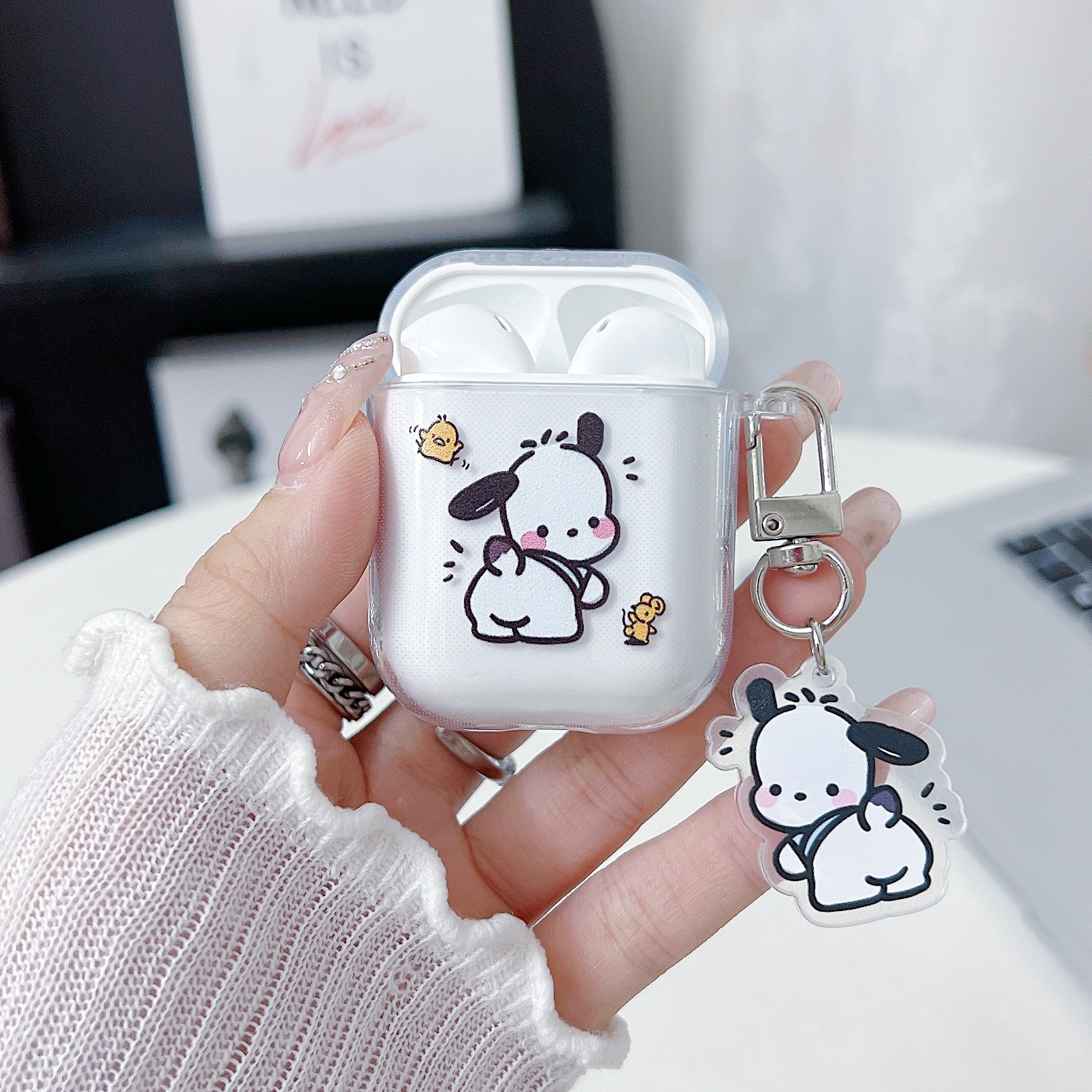 Cute cartoon AirPods Pro 3rd generation wireless Bluetooth earphone protective case, transparent soft case with pendant for i12