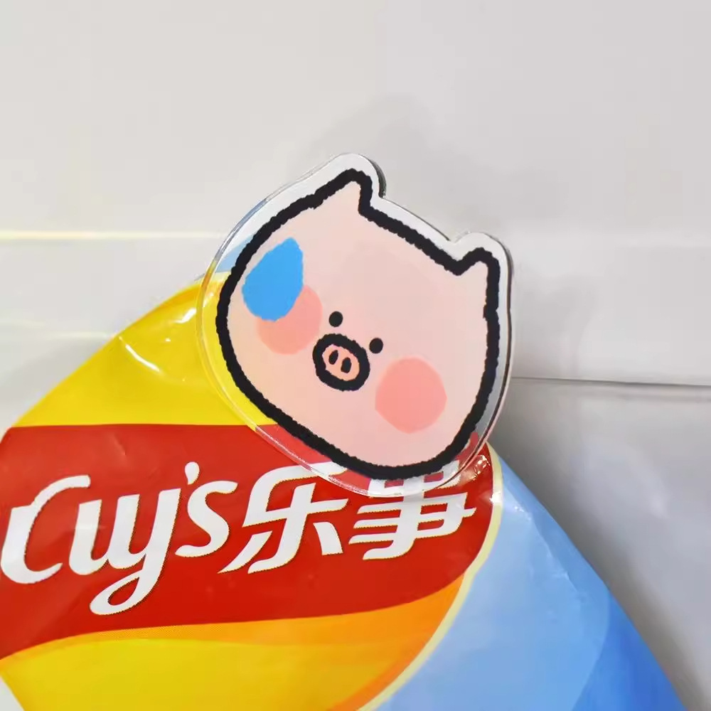 Sealing Clip Fridge Magnet Magnetic Sealing Clip Baby Food Clip Cartoon Snack Kitchen Household Acrylic Clip