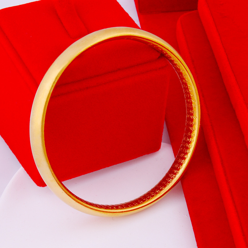 Inside and outside one color copper gold-plated ancient method sand gold bracelet imitation gold bracelet women open push-pull bangle gold shop