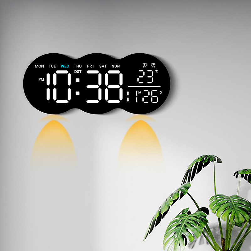 New Living Room Wall Clock Digital LED Electronic Clock with Light Multifunctional Alarm Clock Temperature with Remote Control 2808