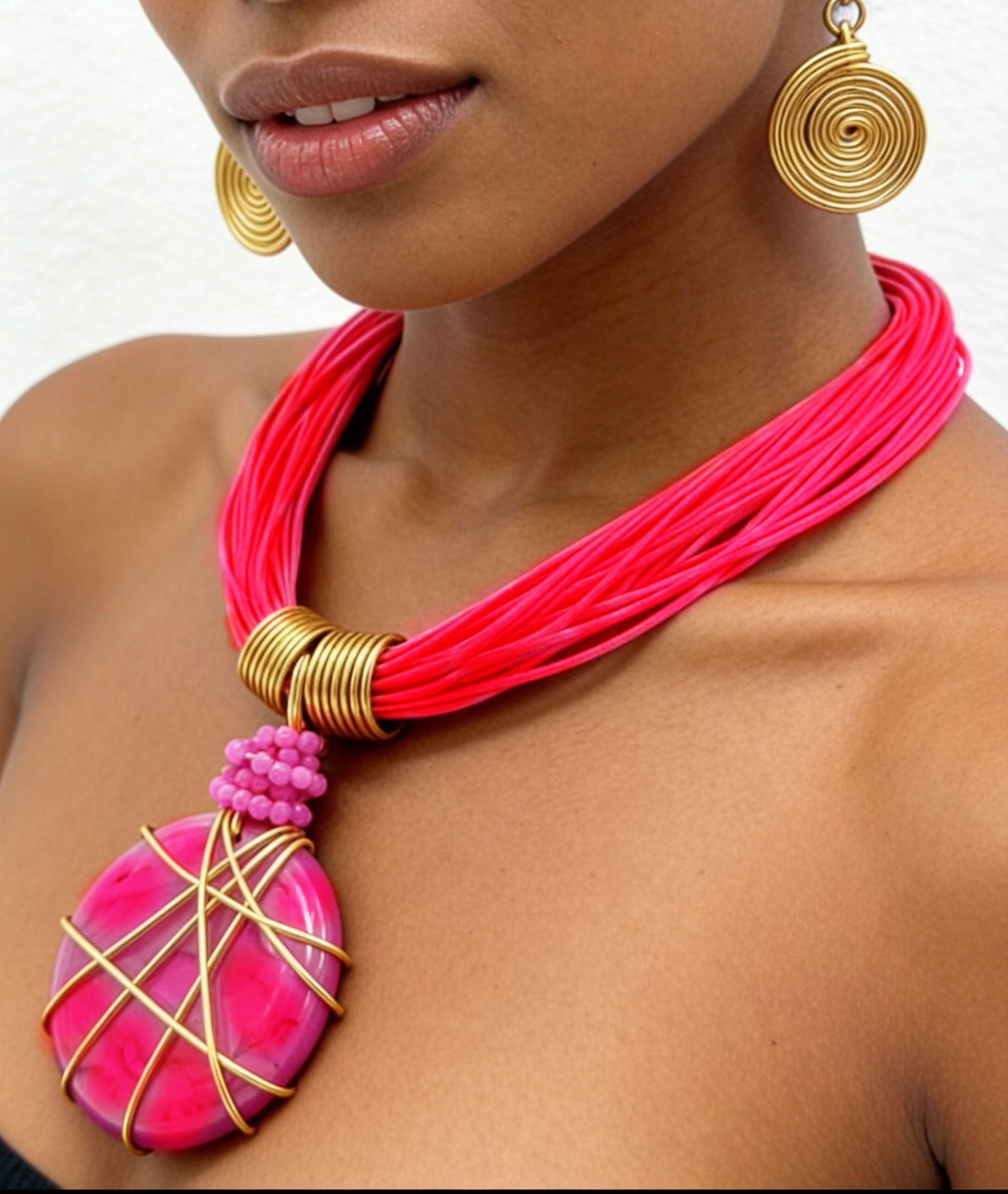 2026 new resin texture pendant necklace and earring set fluorescent color necklace accessories necklaces