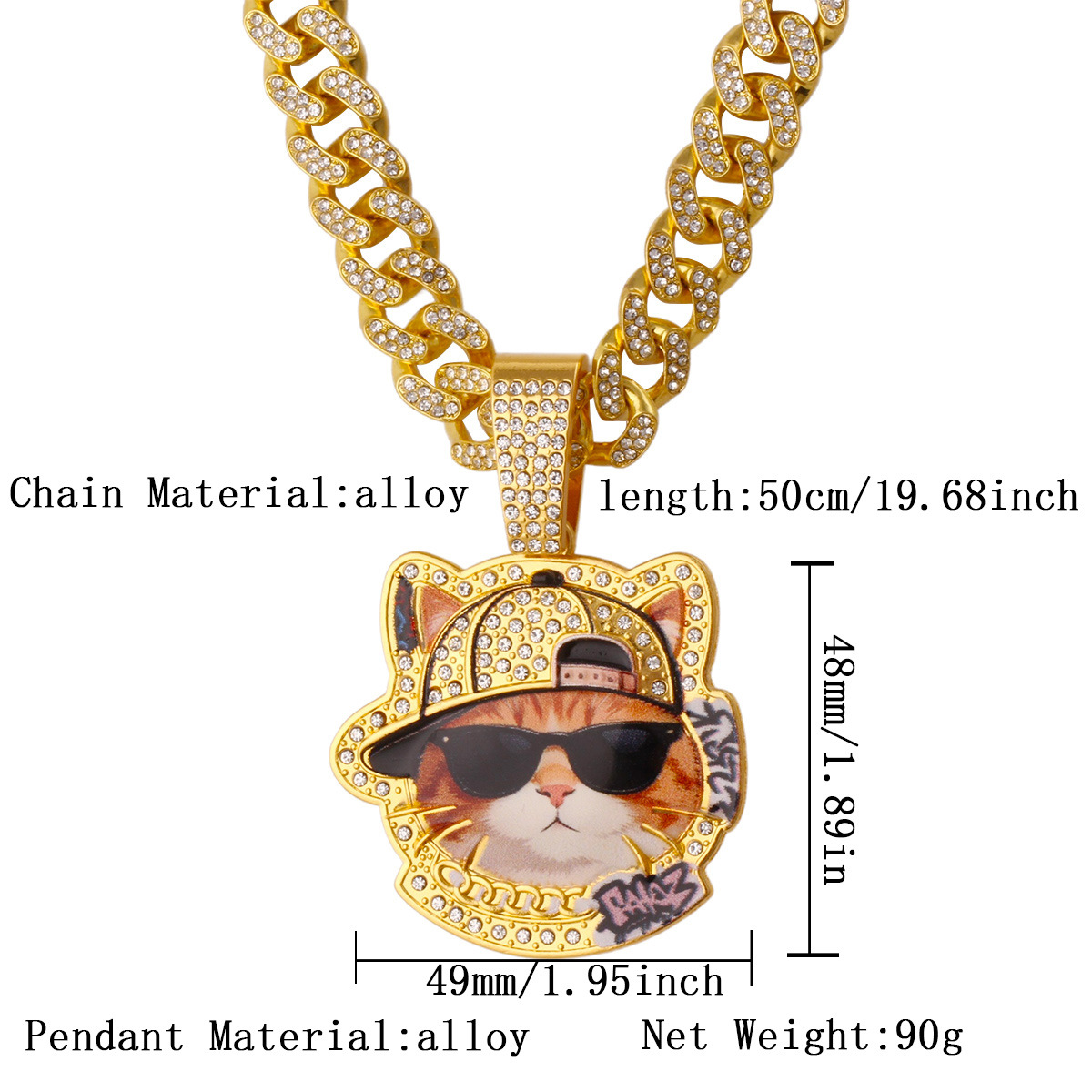 金色猫咪吊坠项链