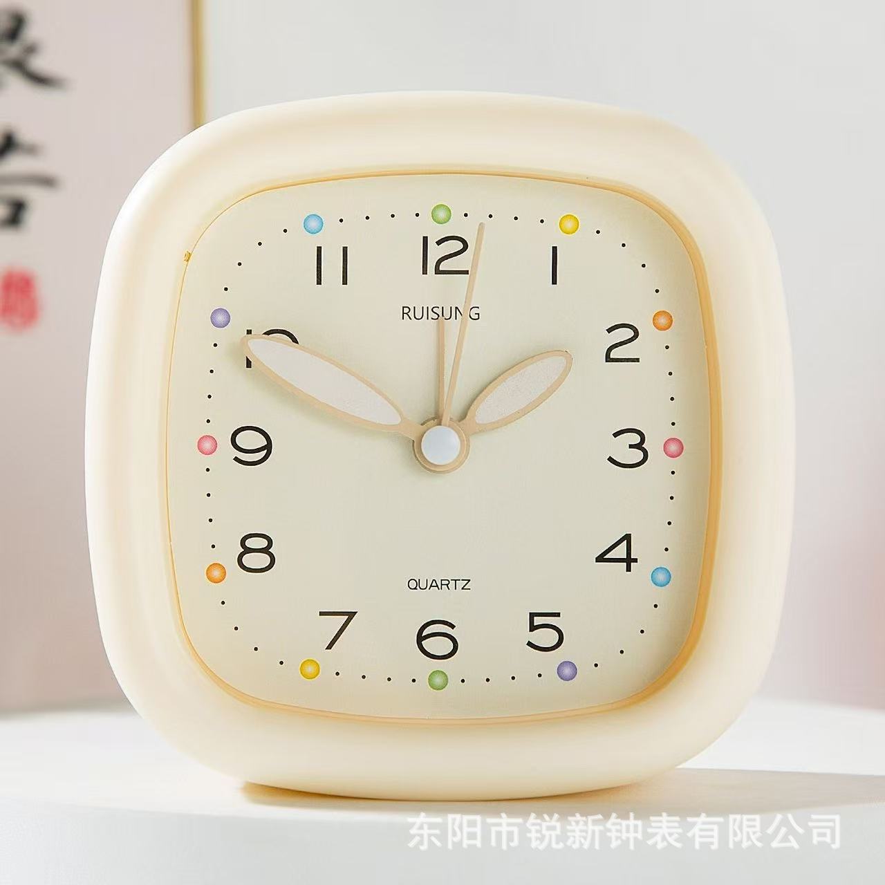 Cream style alarm clock student lazy wake-up clock simple silent night light children learning clock