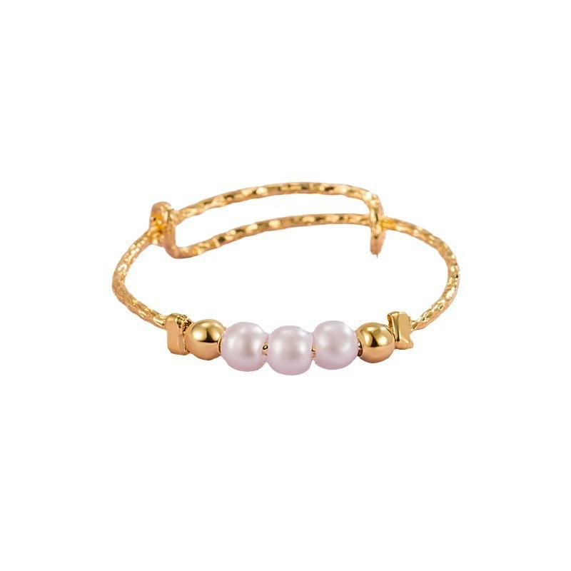 INS Niche Open Smile Pearl Smile Ring for Women Simple Stacking Knuckle Ring Pinky Ring
