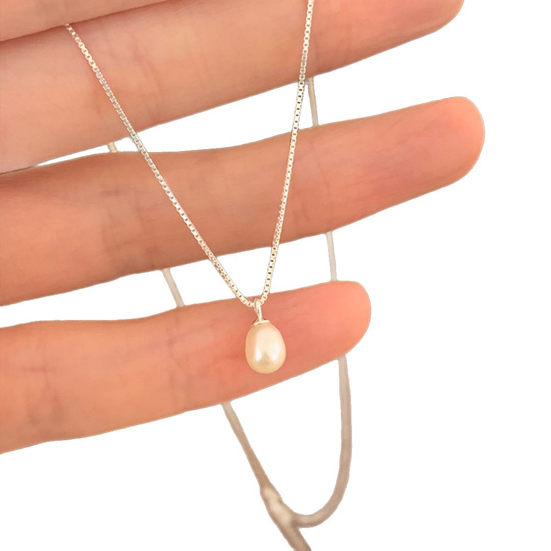 S925 Sterling Silver Zhuji Natural Freshwater Pearl Pendant Necklace Women Collarbone Chain Niche
