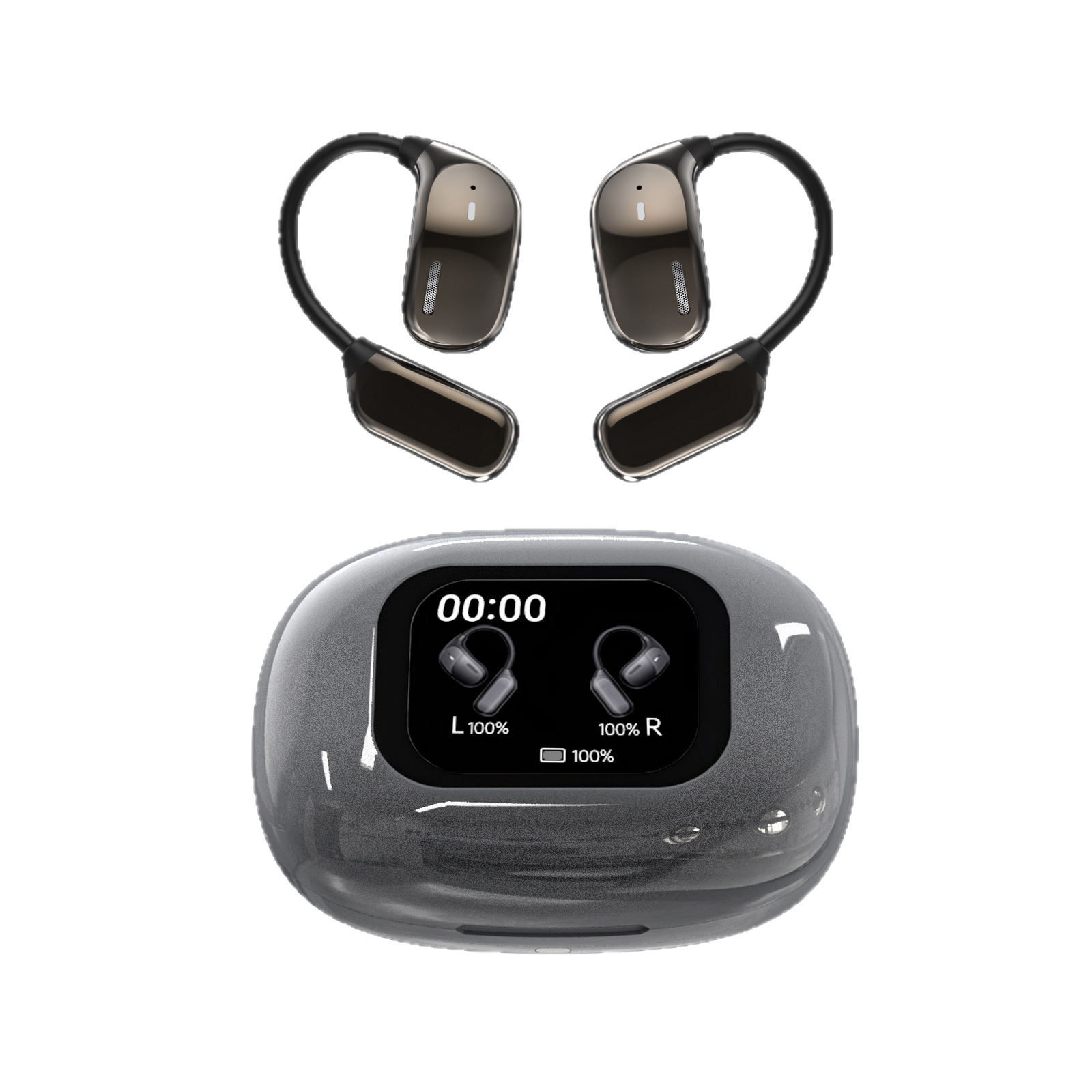New JM16 Open OWS Bluetooth Earphones Large Screen LED Touch Translation Bluetooth Earphones Ultra-Long Battery Life