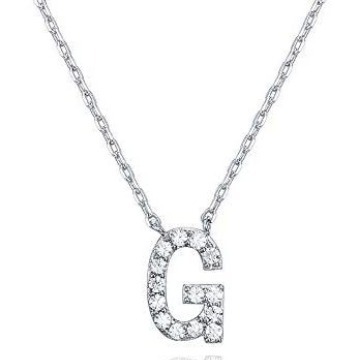 Simple Zirconia S925 Silver Letter Necklace Women's Platinum Plated Necklace Clavicle Chain