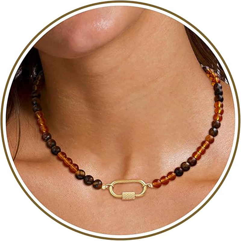 2026 Natural Stone Bead Necklace New Simple Collarbone Chain